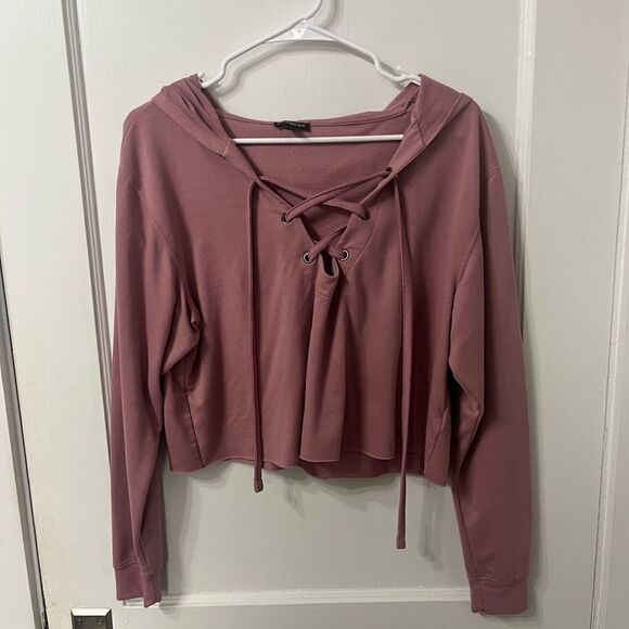 Mauve lace up long sleeved express shirt - Picture 1 of 3